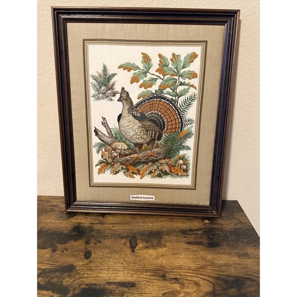 Vintage Ruffed Grouse Framed Tapestry